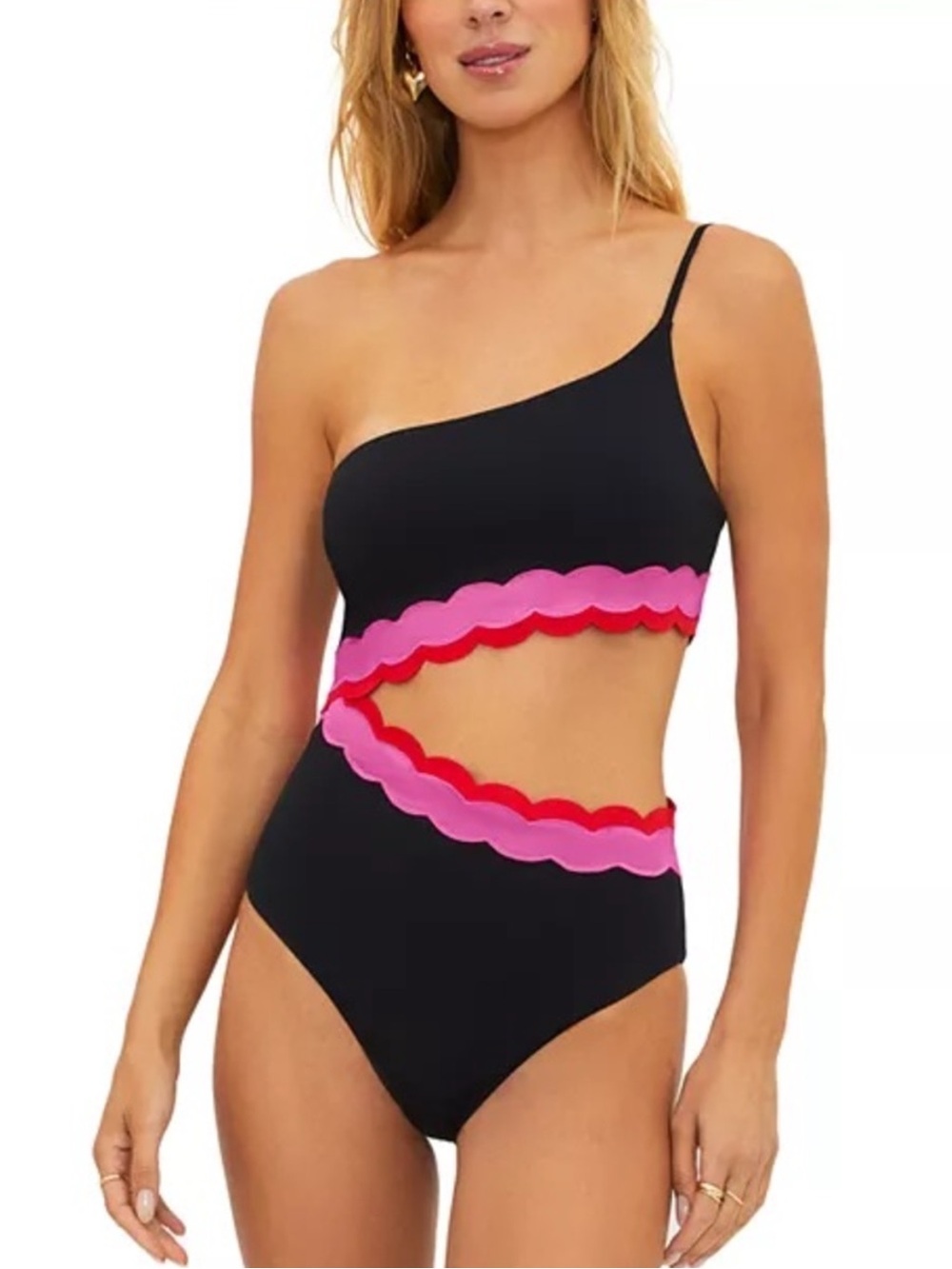 New! Beach Riot Liora One-Shoulder One-Piece Swimsuit Electric Wave 34193
